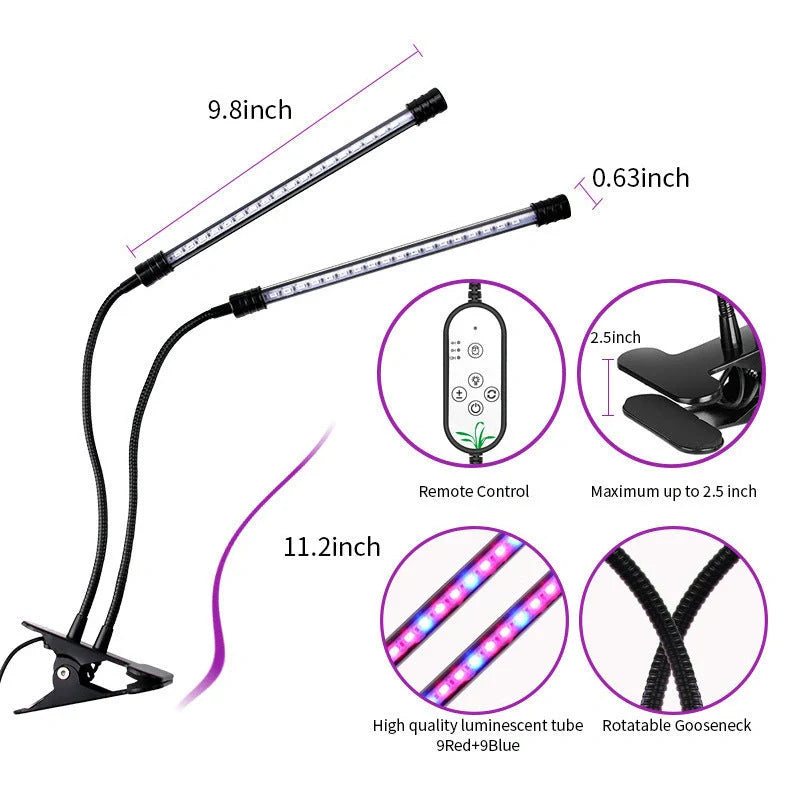 USB dimming timing plant light with adjustable settings for indoor gardening