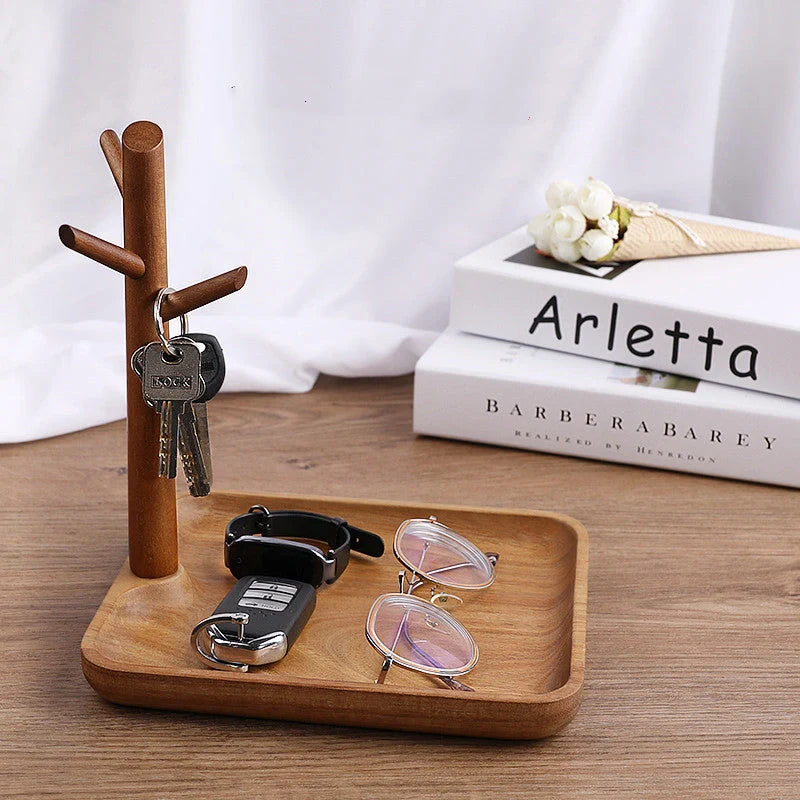 Solid wood watch storage tray with easy disassembly design