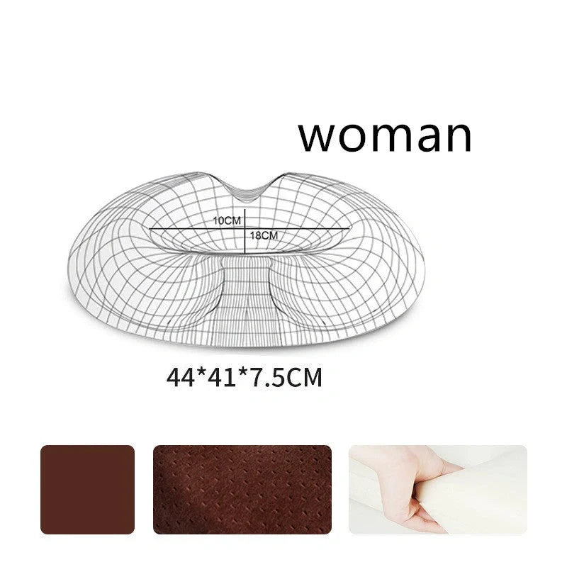 Premium memory foam seat cushion with tailored design for men and women, featuring breathable materials and a removable cover for easy cleaning.