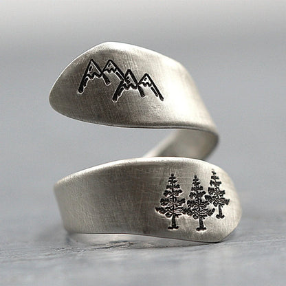Elegant forest-themed adjustable ring with premium alloy construction and a comfortable, customizable fit