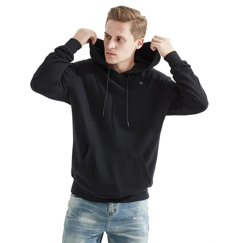 2024 Outdoor Electric USB Heating Jacket in black and grey with adjustable warmth settings
