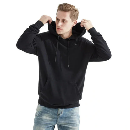 2024 Outdoor Electric USB Heating Jacket in black and grey with adjustable warmth settings