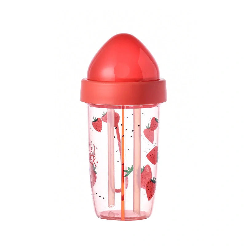 Double straw cup with leak-proof design in vibrant colors