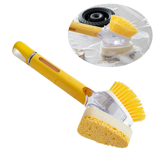 Versatile kitchen cleaning brush with long handle, dual-headed design for versatile cleaning tasks