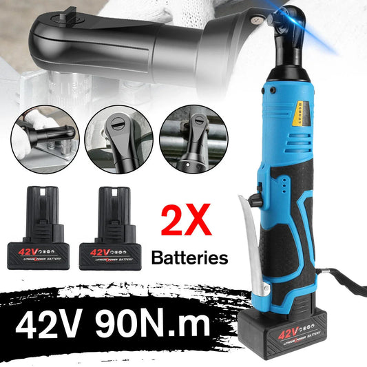 High-powered cordless electric ratchet wrench with 90 N·m of torque and 260 RPM speed, suitable for scaffolding, automotive, and mechanical maintenance tasks