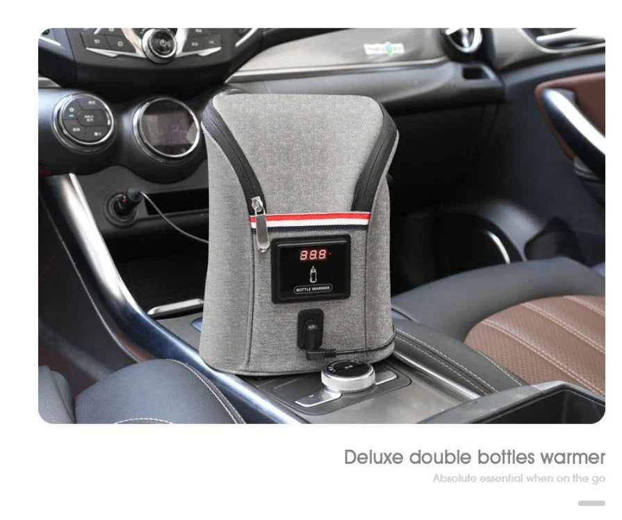 Premium car USB baby bottle warmer with Oxford cloth exterior and temperature display