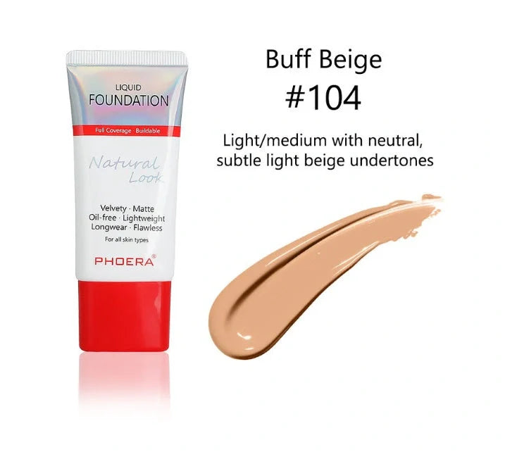 Matte Silky Tube Liquid Foundation in various shades for a flawless finish