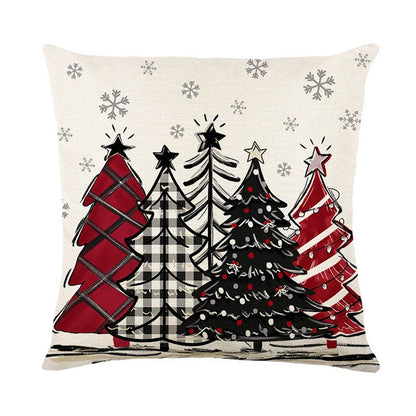 Festive Christmas throw pillow cover with a variety of vibrant holiday designs, perfect for cozy and cheerful home decor