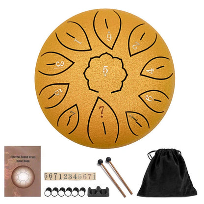 6-inch 11-tone Ethereal Steel Tongue Drum in various colours, a unique and mesmerising musical instrument