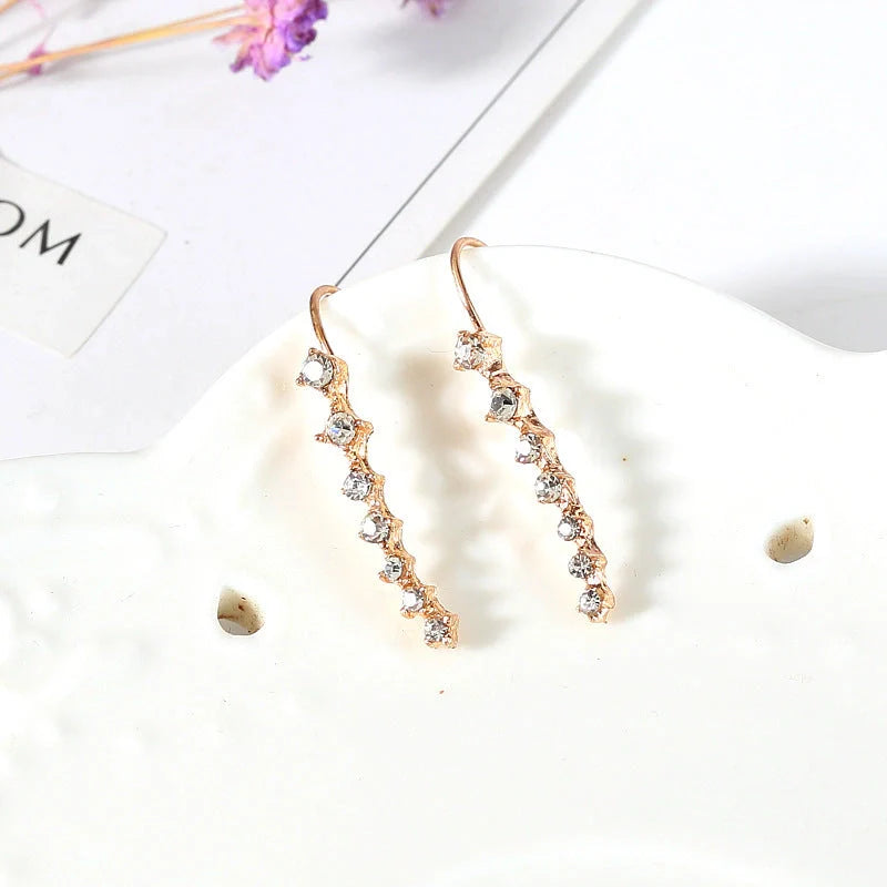 Elegant 7cm rhinestone bridal earrings in gold and silver options