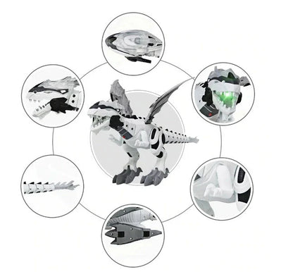 Roaming Robotic Dragon Toy with Lifelike Movement, Flashing Lights, Sounds, and Water Spray Effects