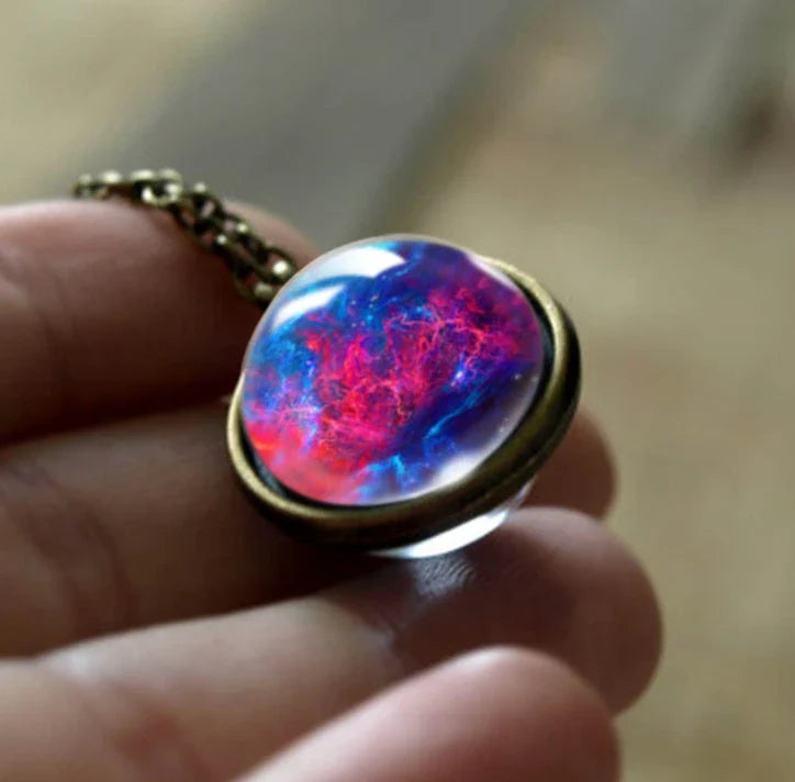 Ethereal Nebula Galaxy Double-Sided Pendant Necklace with Captivating Celestial Patterns