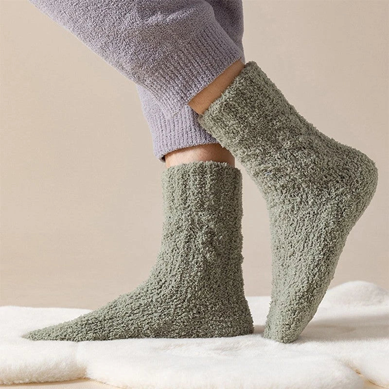 Plush velvet fleece socks in a variety of warm and cosy colours