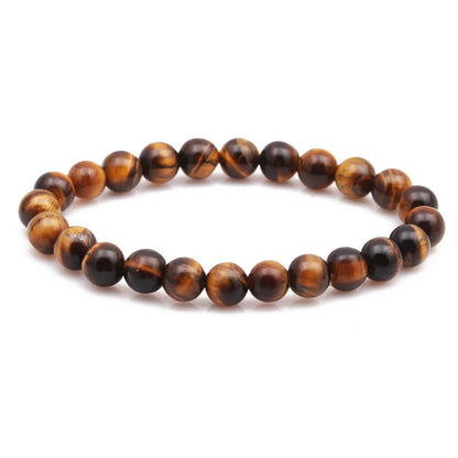Natural Black Lava Rock and White Stone Stretch Bracelet showcasing unique natural stone beads