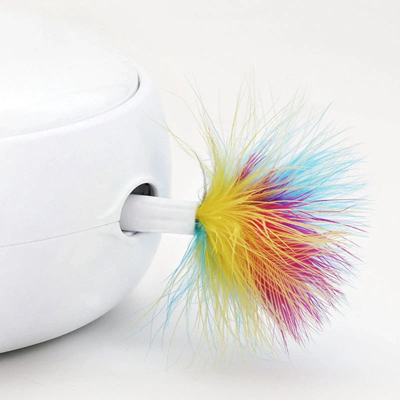 Automatic donut-shaped electric cat toy with feather accessories