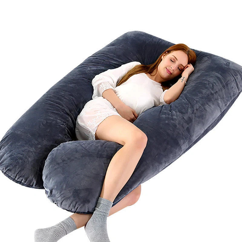 Premium U-shaped pregnancy pillow with soft cotton casing and polyester fiber filling for exceptional comfort and support