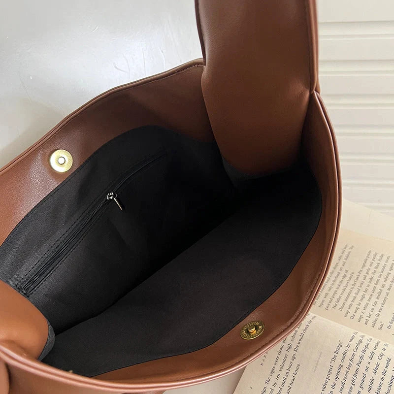 Spacious Women's Tote Bag in Brown, Black, and White Colours with Comfortable Shoulder Straps