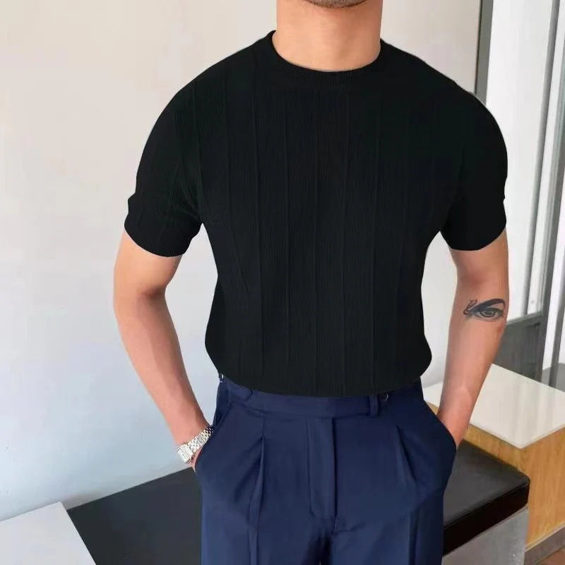 Men's lightweight knitted short sleeve T-shirt in various colours