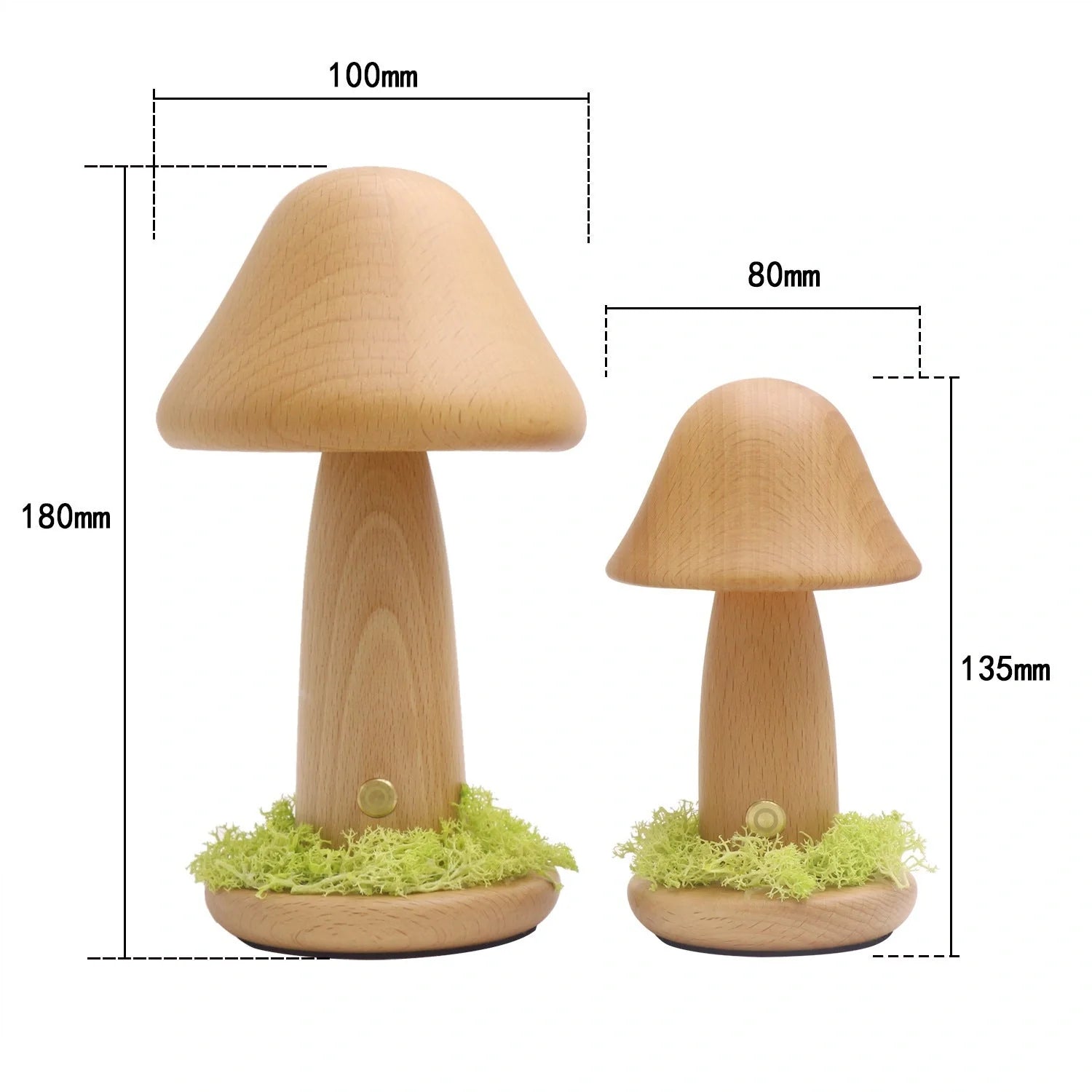 Twisted Mushroom Night Light in beech wood with USB charging