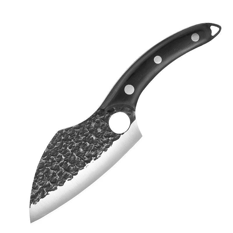 Forged High Carbon Steel Outdoor Bending Knife with PU leather cover and cowhide box