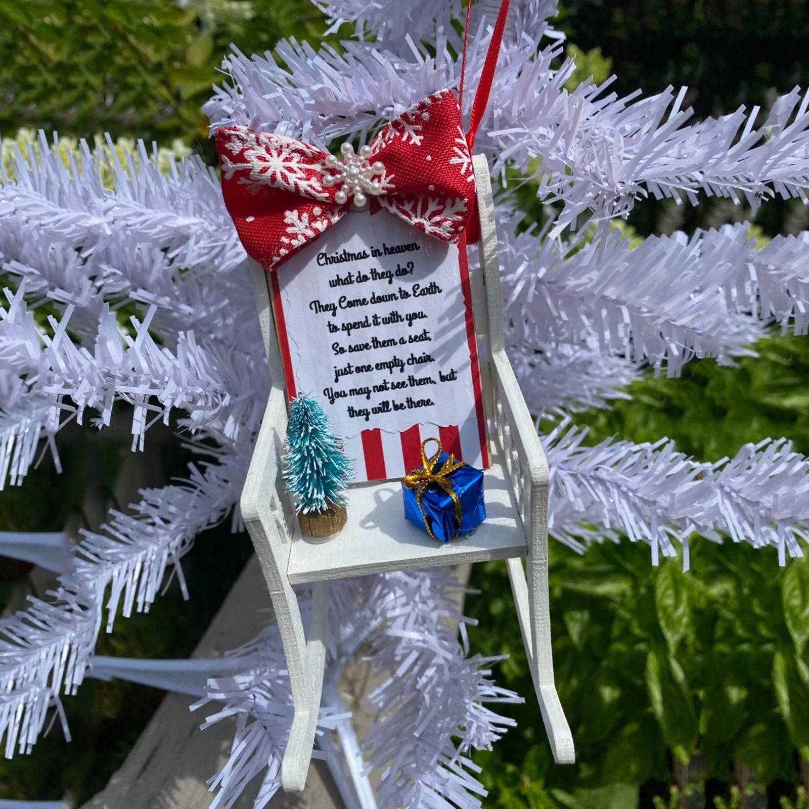 Heaven Chair Christmas Ornament memorial decoration in rustic design