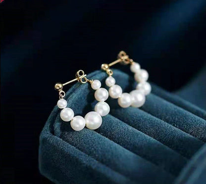 Elegant sterling silver pearl non-piercing clip earrings for women