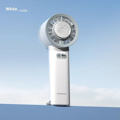 Powerful and portable handheld turbo fan with ice-cooling function for refreshing summer comfort
