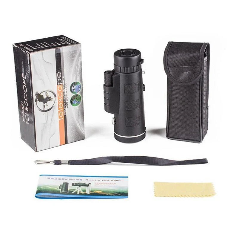 40x60 monocular telescope with compass and phone mount for outdoor adventures, birdwatching, and nature observation
