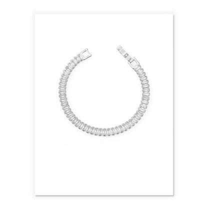 Elegant zircon bracelet with geometric design and gold-plated inlays