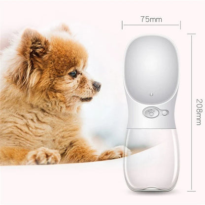 Durable and portable pet water bottle with one-touch button, suitable for outdoor activities with your furry friend