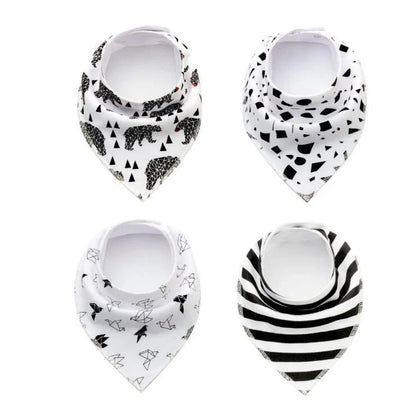 Stylish baby bibs set with arrow, wave, and triangle prints, perfect for keeping your baby clean and fashionable.
