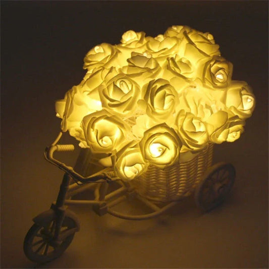 Charming battery-powered rose flower string lights with various colour and length options for elegant celebrations in the UK