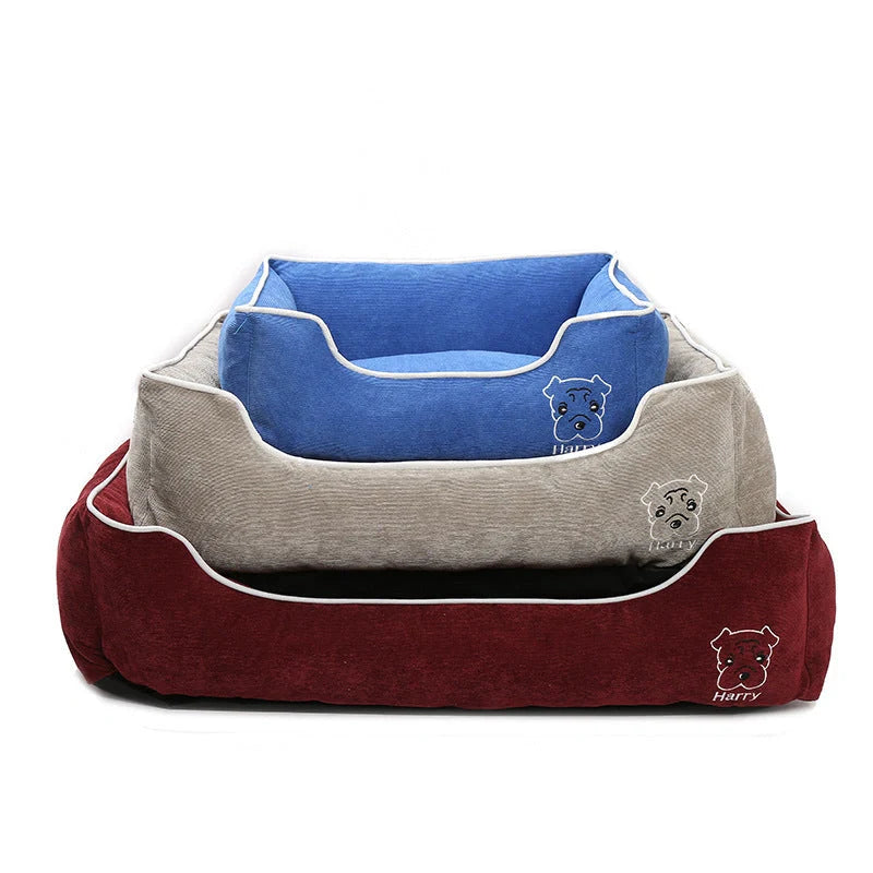 Durable corduroy bite-resistant pet kennel in various sizes and colours