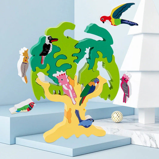 Wooden Bird Tree 3D Jigsaw Puzzle for children aged 4-6, educational toy