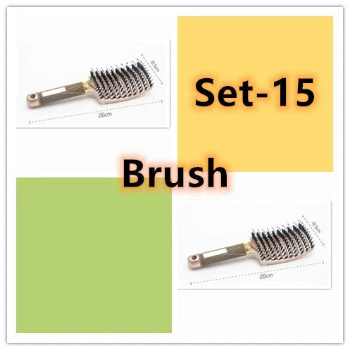 A premium hair brush with a sleek design, featuring soft bristles and a rounded massage function for healthy, detangled hair