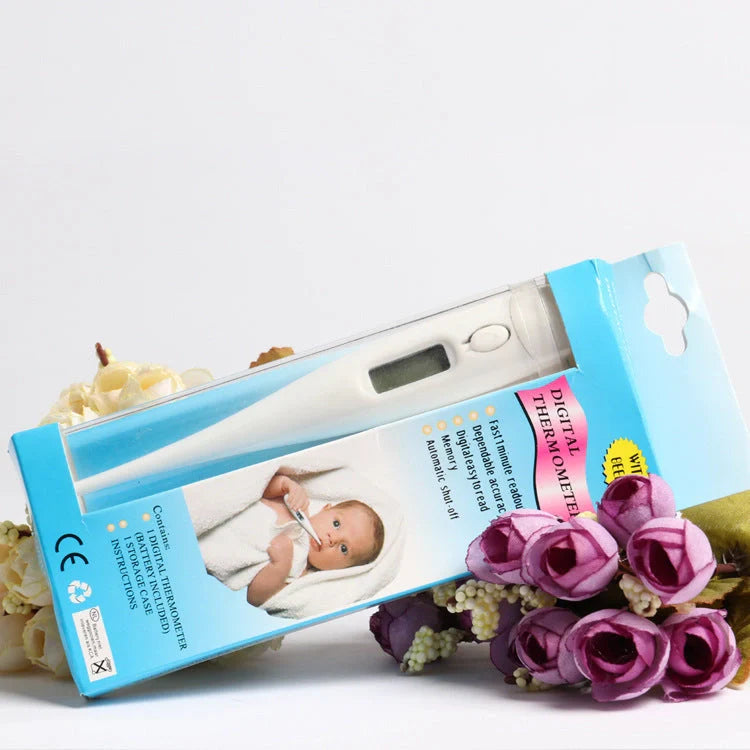 Compact electronic thermometer with white PP construction for accurate temperature measurement
