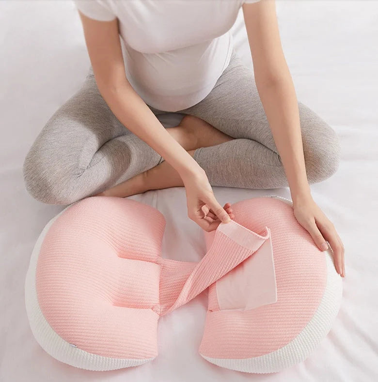 U-shaped pregnancy pillow for side sleepers with abdomen support