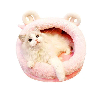 Cosy pet bed in various colours and sizes, providing a soft, warm, and comfortable sleeping space for cats and small dogs