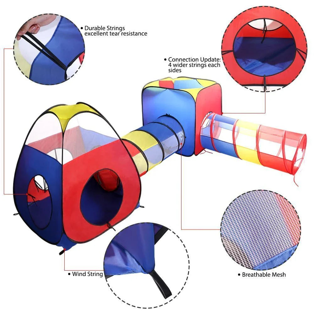 Premium portable play tent for kids with sturdy steel frame, breathable mesh, and durable polyester fabric