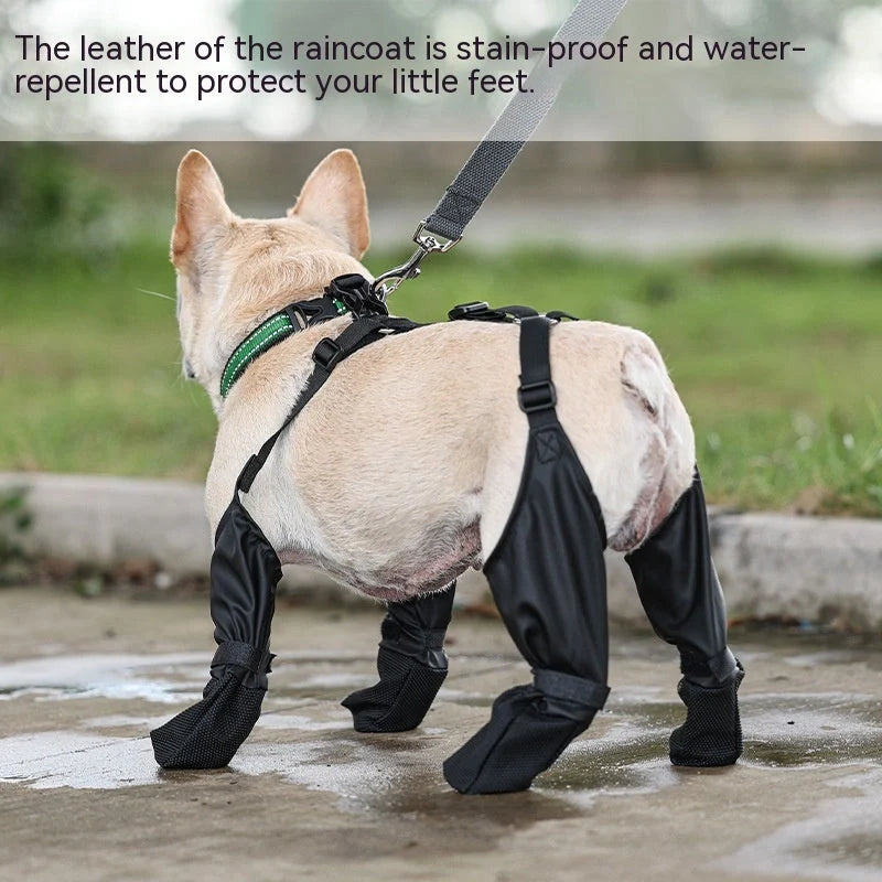 Adjustable waterproof dog boots with non-slip soles for outdoor protection