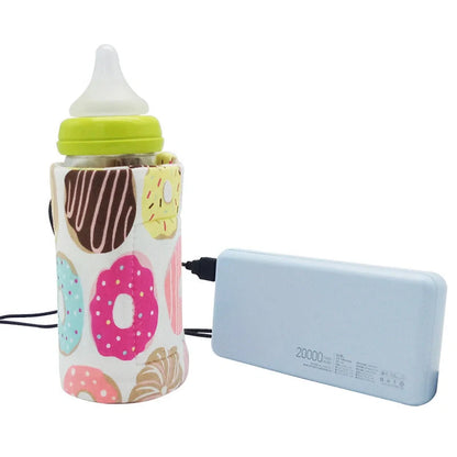 USB-powered baby bottle warmer and insulated travel bag for keeping milk warm on the go