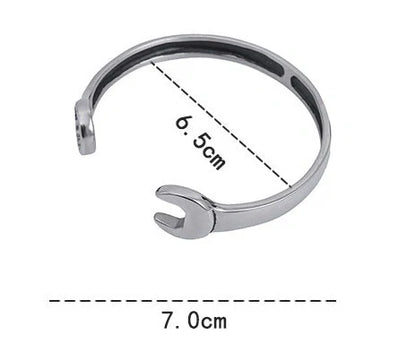 Stainless steel wrench screw bracelet with titanium finish