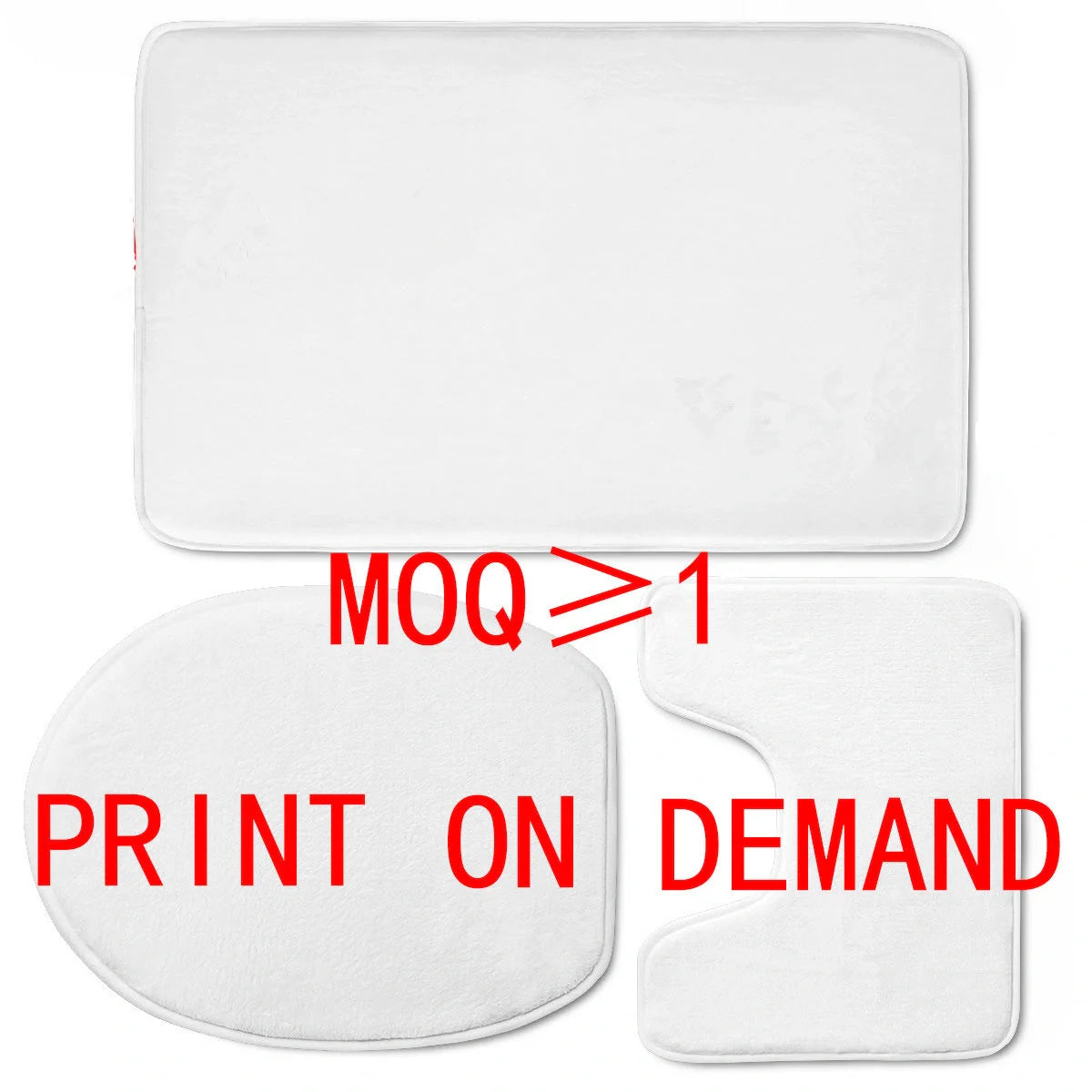 Custom 3D style bathroom set with flannel floor mats and toilet seat cover
