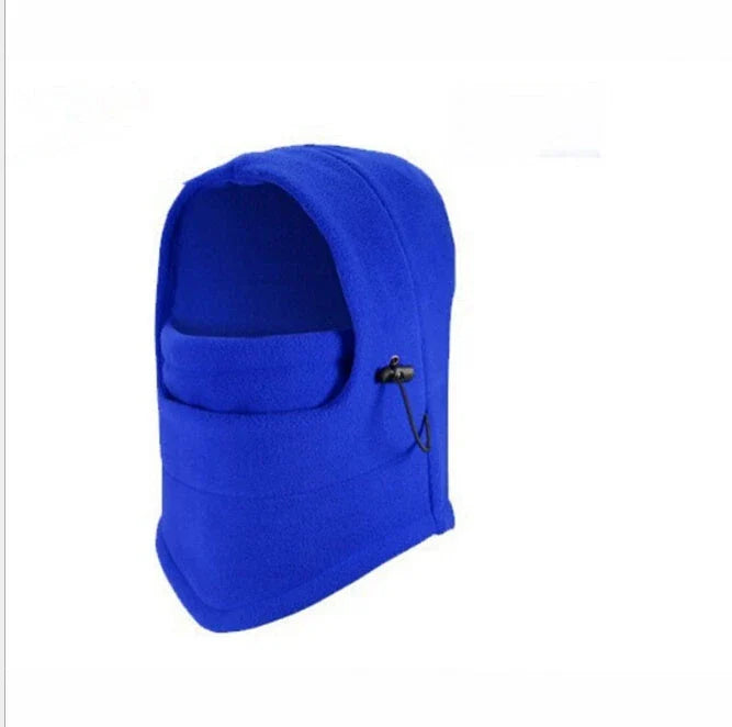 Versatile outdoor winter headwear with a warm fleece hat, face mask, and neck scarf for cold weather protection