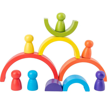 Eco-friendly wooden rainbow arched building blocks for creative and safe play