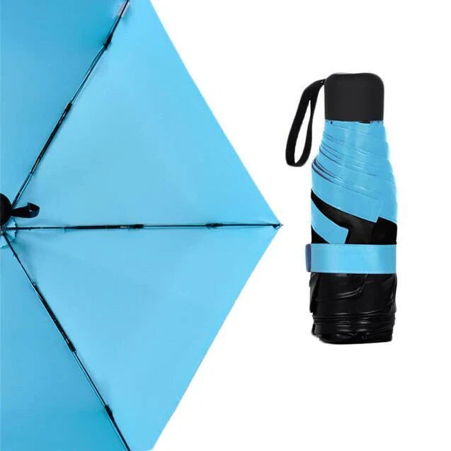 Compact folding umbrella in multiple colours, offering sun protection and windproof design for all-weather use in the UK