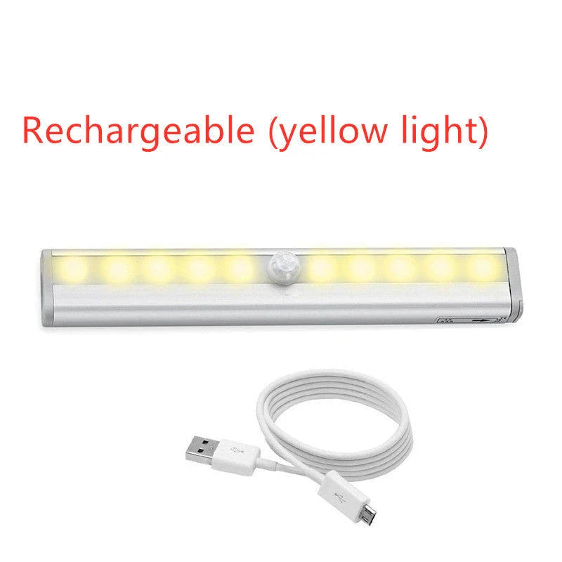 Sleek motion-activated LED cabinet light with infrared sensor for hands-free, energy-efficient illumination