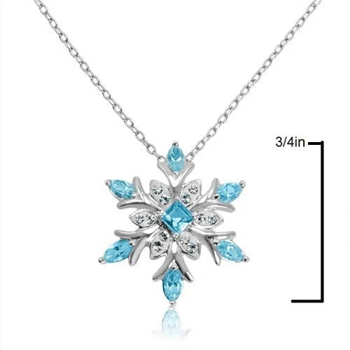 Elegant zircon snowflake necklace with bamboo chain, a beautiful Christmas accessory for women