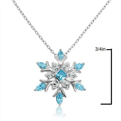 Elegant zircon snowflake necklace with bamboo chain, a beautiful Christmas accessory for women