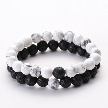 Classic black matte green malachite bracelets with elastic strand for unisex wear